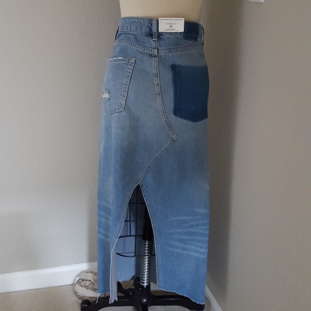 NWT Zara Reconstructed Long Denim Skirt in Samurai - Picture 2 of 7